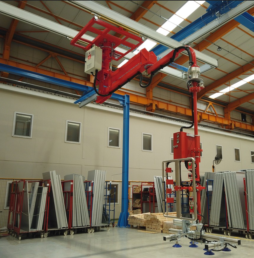 Manipolatori Maniflex pensili per movimentazione pannelli in alluminio aluminum panel handling